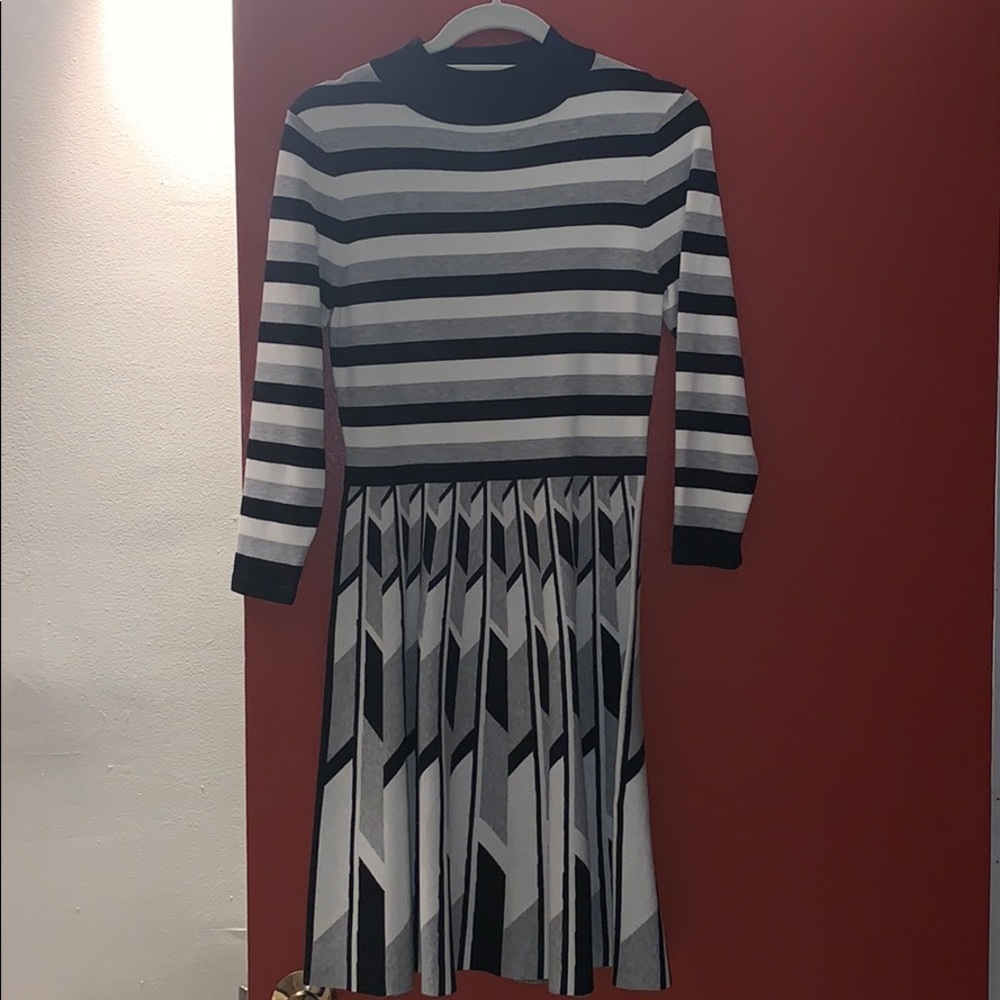 Thick fit and flare mock neck dress